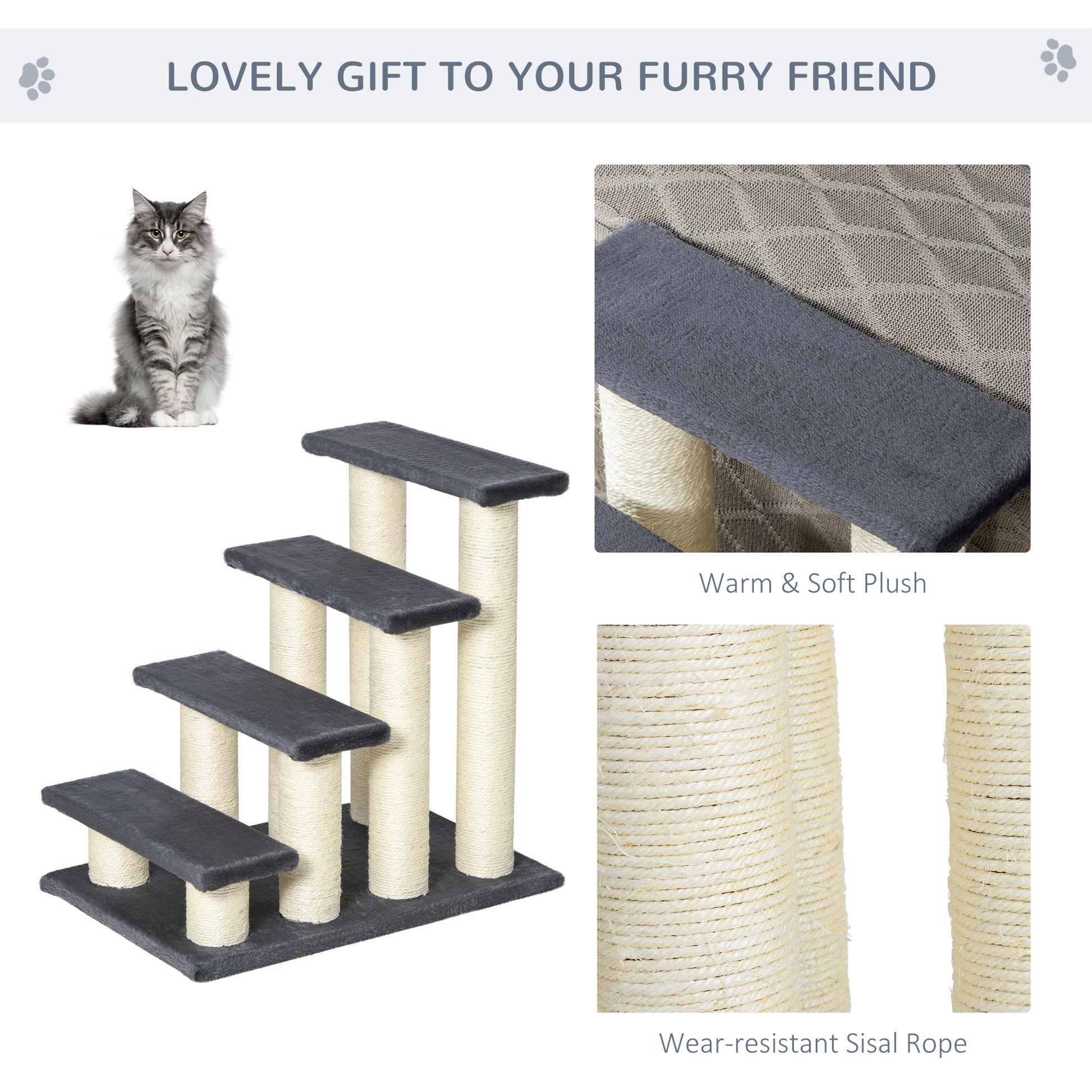 Cat Trees 4 Tier Pet Stairs Dog Cat 4 Steps Kitty Scatching Post Cat Scratch Furniture Dark Grey Cat Stairs at Gallery Canada