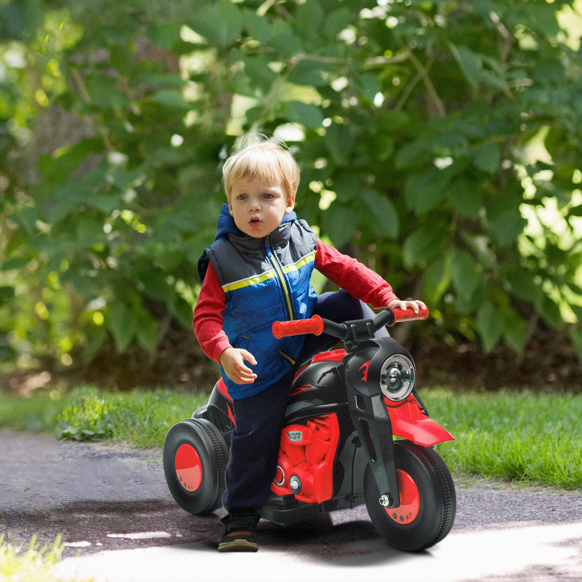 Electric Motorcycle for Kids, 6V Ride on Bubble Car with LED Headlight, Music, Pedal, for 2-5 Years Black Electric Motorcycles Black  at Gallery Canada