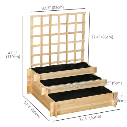 Wooden Elevated Planter Box with Trellis for Climbing Plants, 3 Tier Raised Garden Bed for Garden, Outdoor, Natural Raised Garden Beds   at Gallery Canada