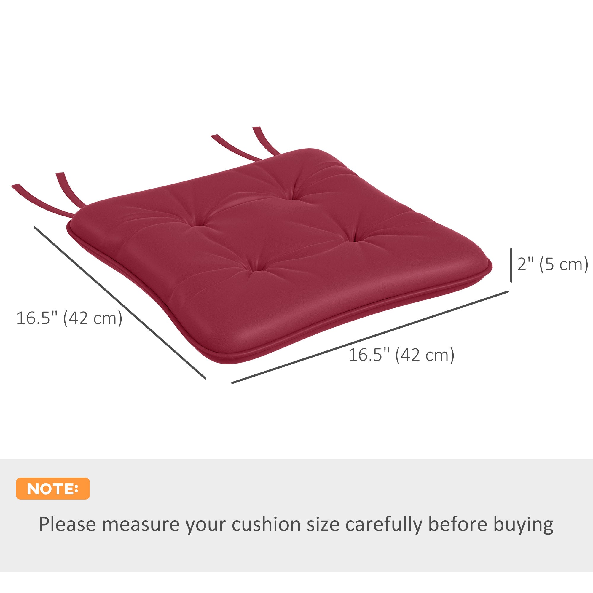 6-Piece Seat Cushion Replacement, Outdoor Patio Chair Cushions Set with Ties, Button Tufted, Wine Red Patio Chair Cushions at Gallery Canada