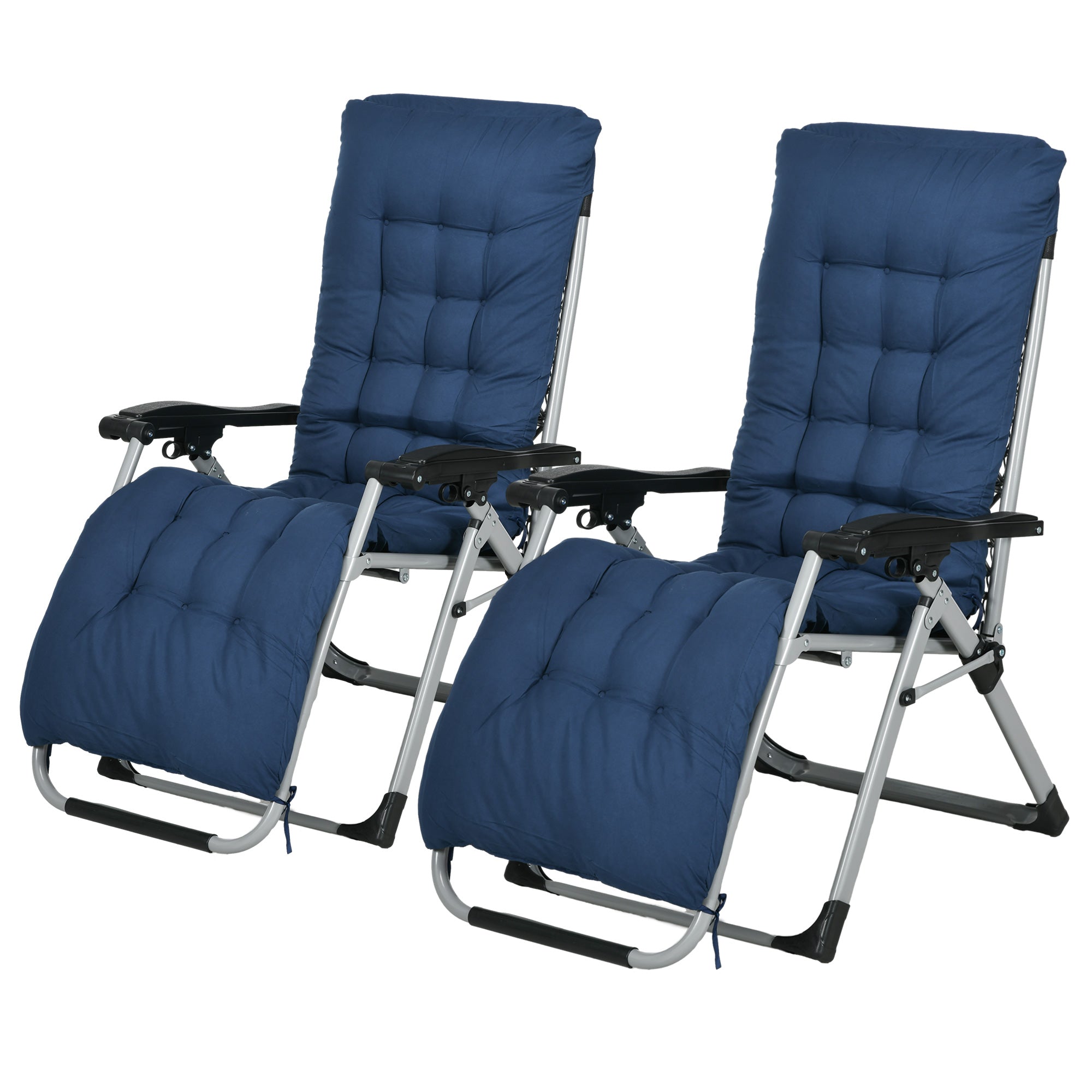 Folding Garden Chairs Set of 2, Reclining Zero Gravity Chair, Sun Lounger with Cushion and Headrest Lounger Chairs   at Gallery Canada