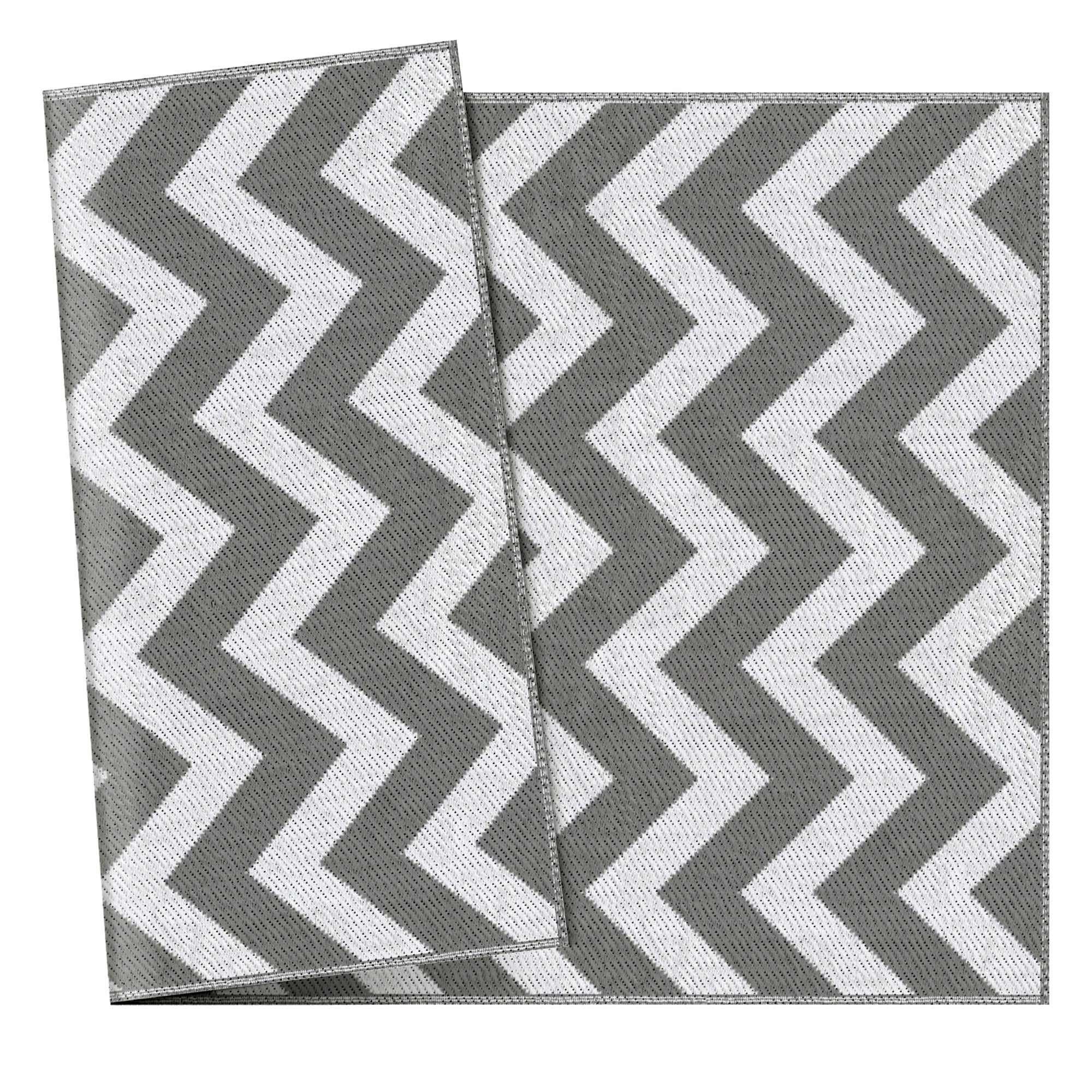 Reversible Outdoor RV Rug, Patio Floor Mat, 4' x 6' Plastic Straw Rug for Backyard, Deck, Beach, Camping, Grey &; White Garden Decor at Gallery Canada