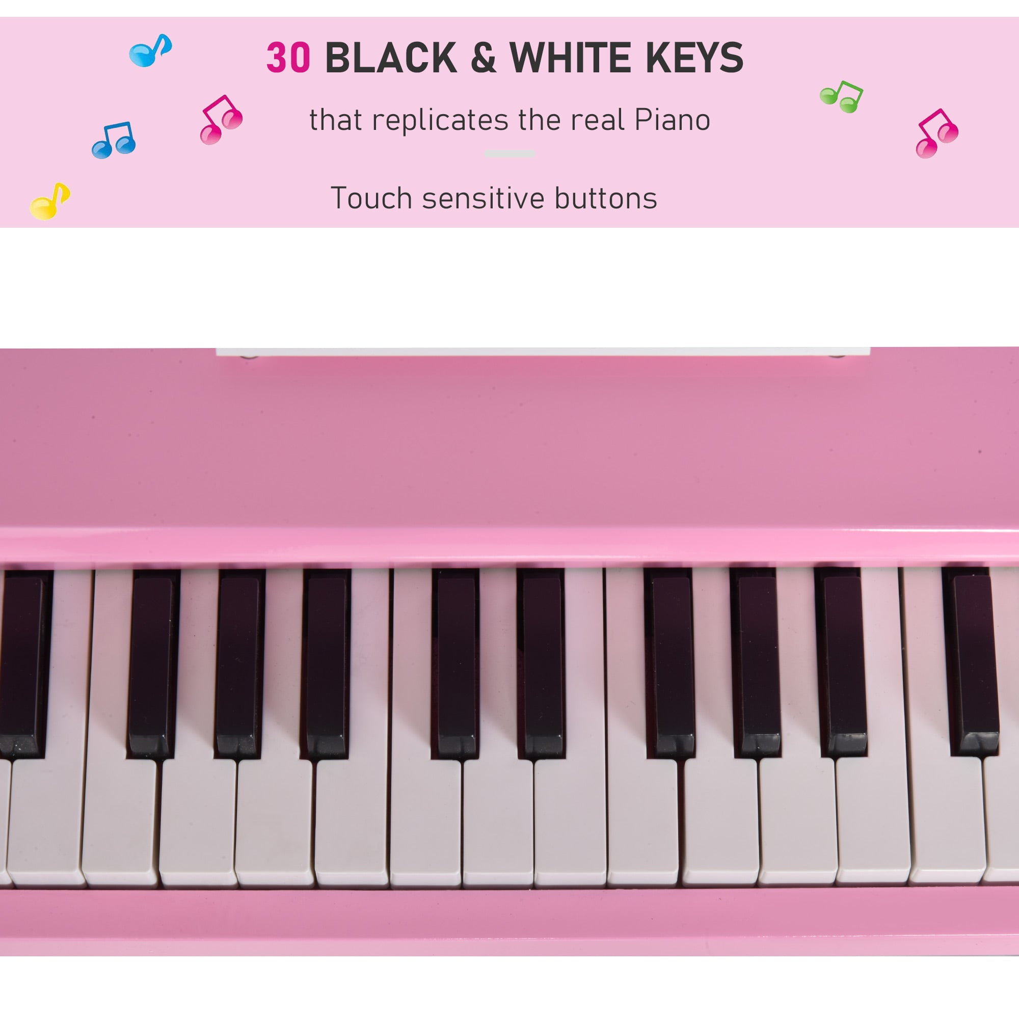 Modern Kids Piano, 30 Keys, Set of 2, Mini Toy for Child, Grand Piano with Music Stand and Bench, Ideal Gift, Pink Electronic Musical Pianos at Gallery Canada