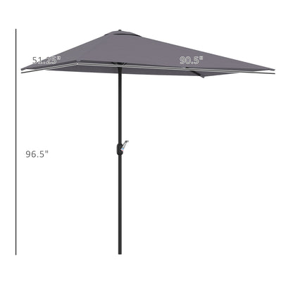 8ft Half Round Umbrella Outdoor Balcony Parasol Patio Garden Outdoor Window Sun Shade w/ 5 Ribs Sun Umbrellas   at Gallery Canada