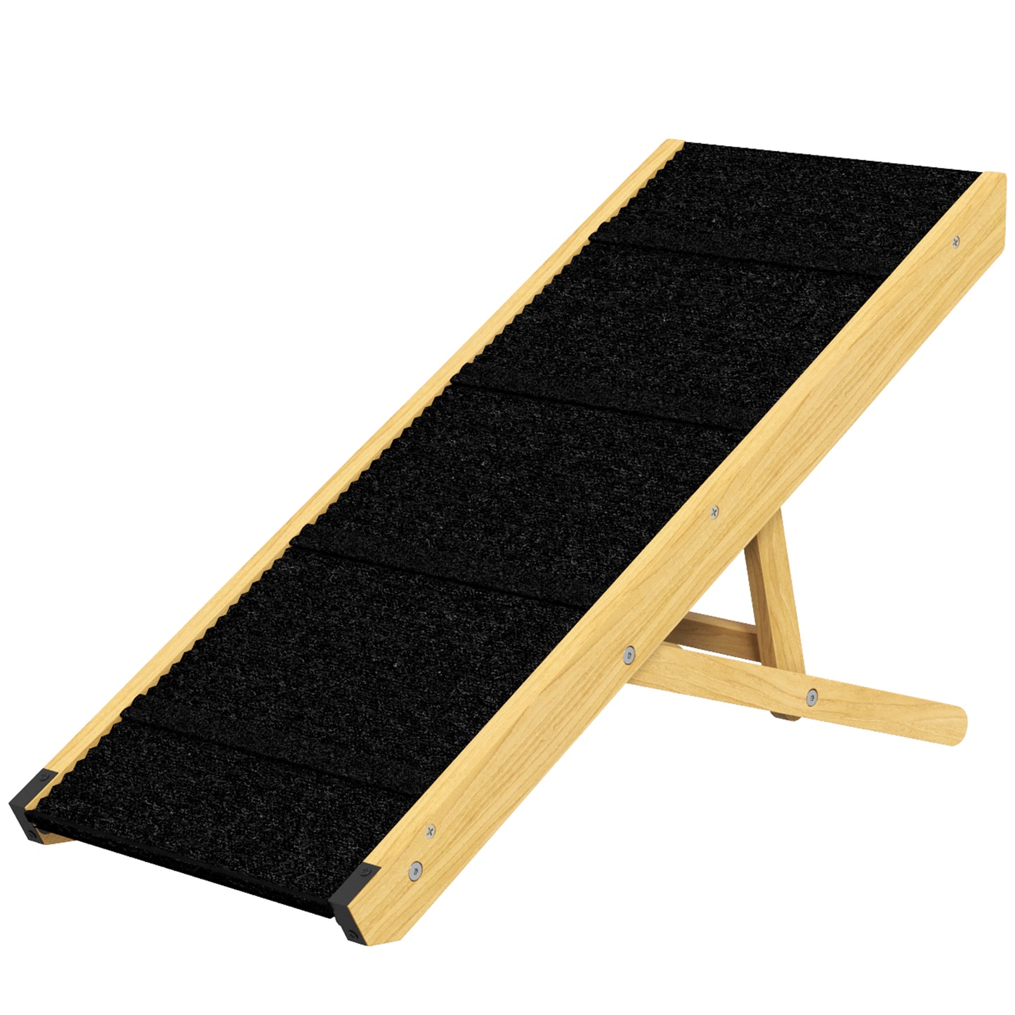 33" Foldable Dog Ramp with 4-Level Adjustable Height for Bed, Couch, for Small and Medium Dogs, Natural Wood Dog Stairs   at Gallery Canada