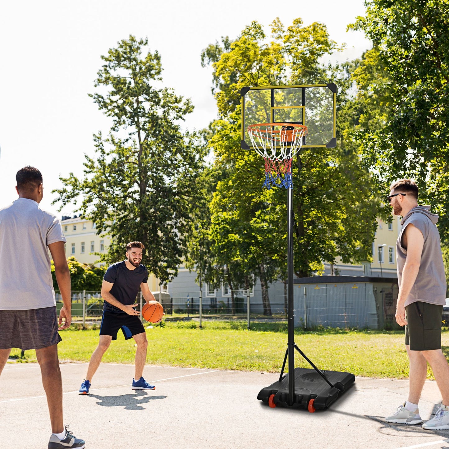 Portable Basketball Hoop, 6ft-7ft Height Adjustable Basketball System with Wheels &; 28" Backboard for Youth Junior Basketball   at Gallery Canada