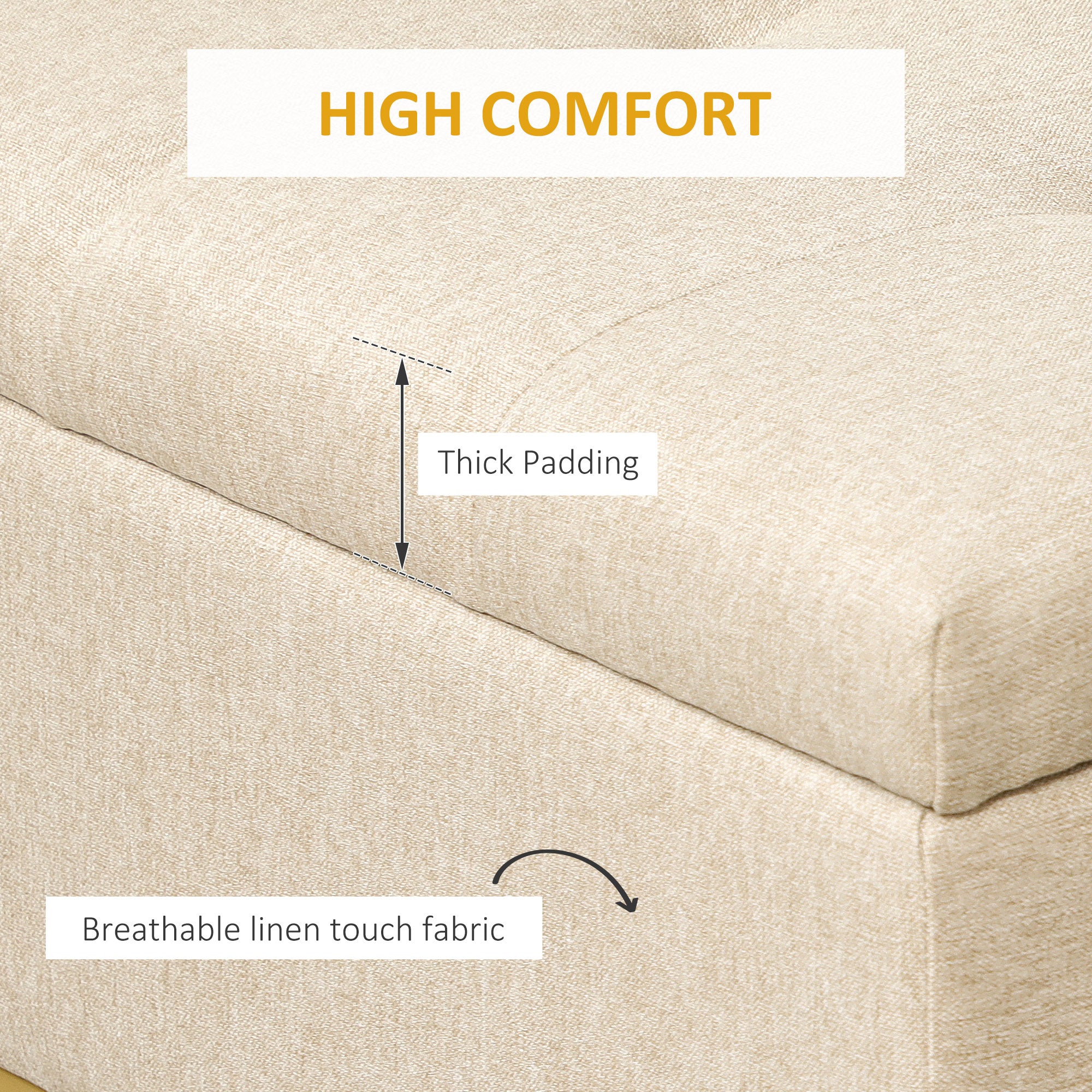 Storage Ottoman with Flip Top, Upholstered Storage Bench, Linen Fabric Footstool with Steel Legs for Living Room, Bedroom, Beige Storage Ottomans & Benches at Gallery Canada
