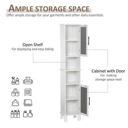 69.5"H Tall Bathroom Cabinet, Free Standing Tower Cabinet with 2 Doors, Shelves Space Saving Vertical Slim Home Storage Furniture, White Bathroom Cabinets   at Gallery Canada