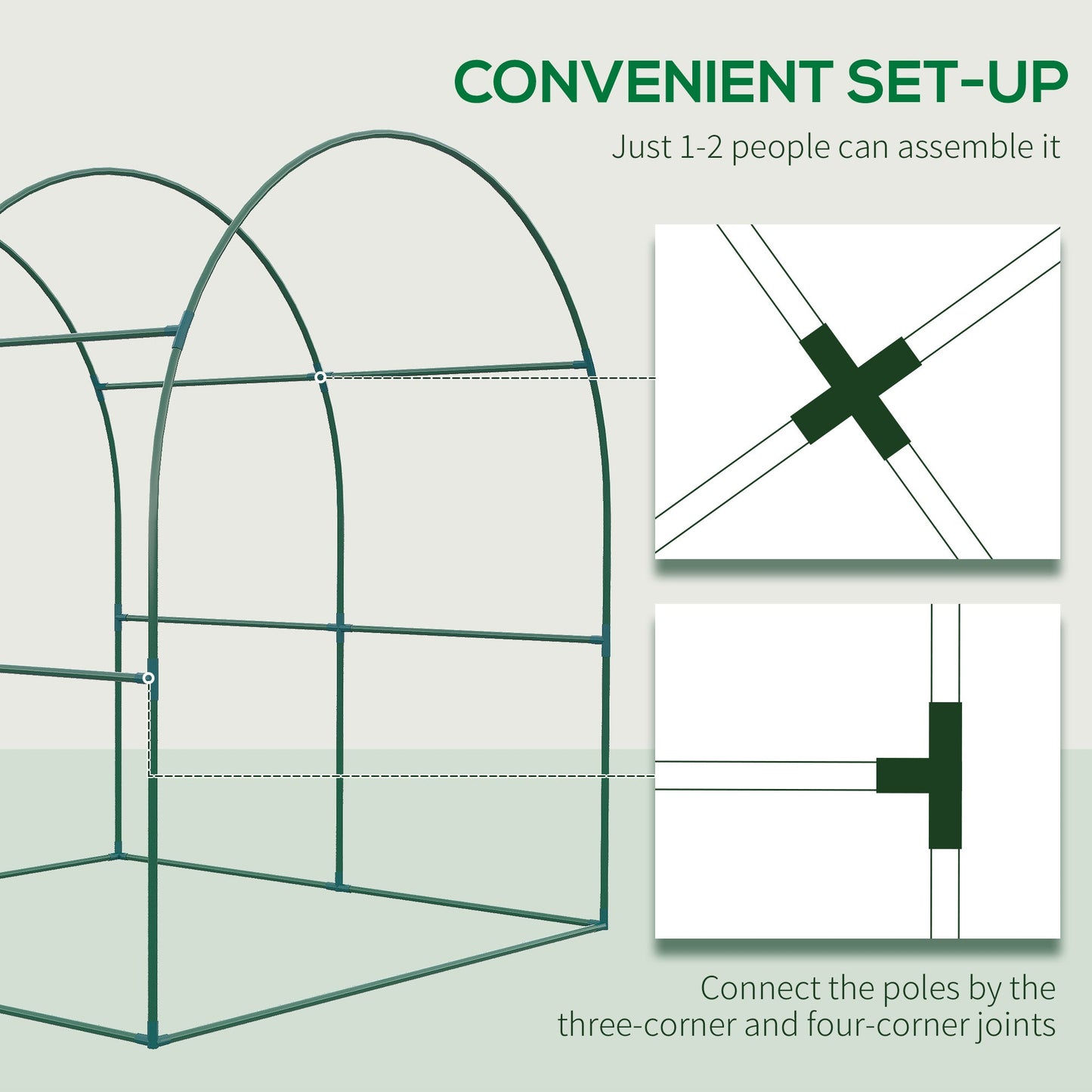 6' x 6' x 6.6' Walk-in Greenhouse, Tunnel Green House with Zippered Door, Roll-up Window, PE Cover, Steel Frame, Green Greenhouses   at Gallery Canada