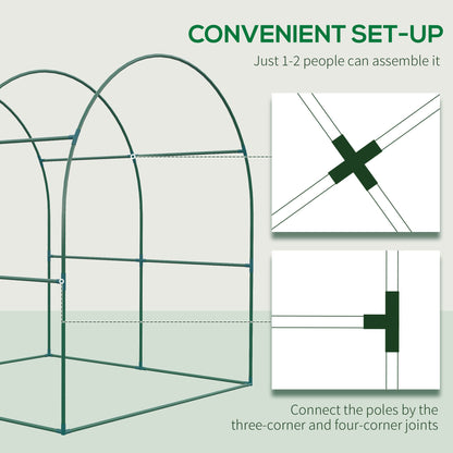 6' x 6' x 6.6' Walk-in Greenhouse, Tunnel Green House with Zippered Door, Roll-up Window, PE Cover, Steel Frame, Green Greenhouses   at Gallery Canada