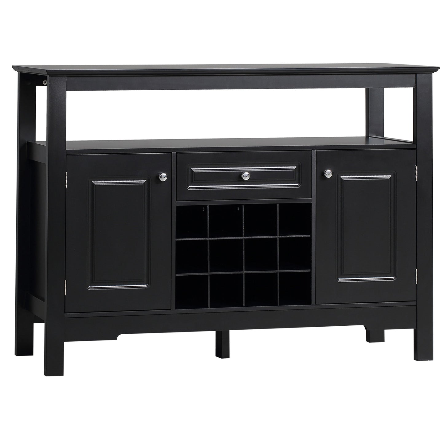 Sideboard Buffet Credenza Storage Cabinet with Drawer and Removable Wine Rack, Black Bar Cabinets Black  at Gallery Canada