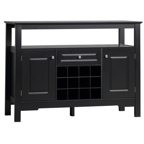 Sideboard Buffet Credenza Storage Cabinet with Drawer and Removable Wine Rack, Black