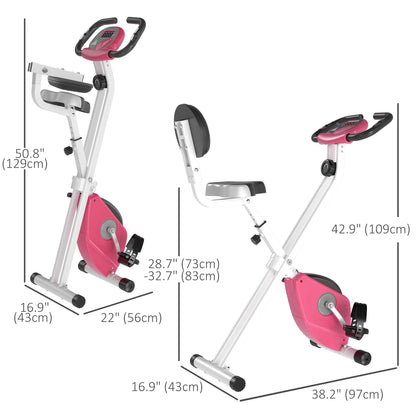 Foldable Indoor Stationary Bike with 8 Levels of Magnetic Resistance, Exercise Bike for Cardio Workout, Pink Exercise & Stationary Bikes   at Gallery Canada