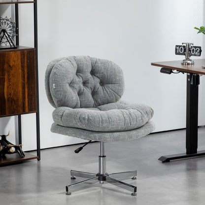 Computer Desk Chair, Armless Office Chair with Wide Padded Seat and Adjustable Height, Grey Task Chairs   at Gallery Canada