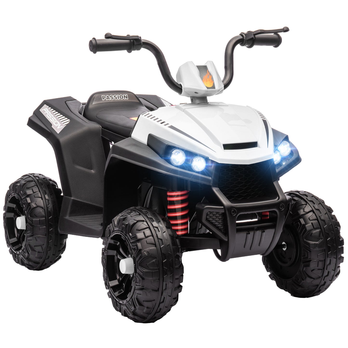 12V Kids ATV with Four Wheels Spring Suspension, Forward &; Backward, LED Light, MP3, Music, White Electric Ride On Toys   at Gallery Canada