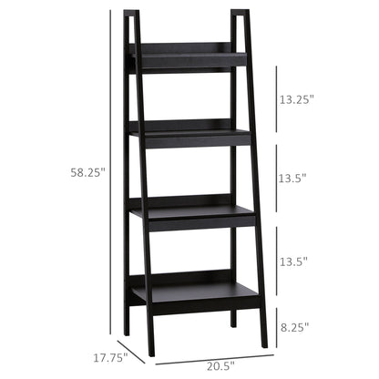 Set of 2, 4 Tier Ladder Shelf Bookcase, Multi-Use Display Rack, Storage Shelving Unit Display Stand, Flower Plant Stand, Home Office Furniture, Black Display Bookshelves   at Gallery Canada