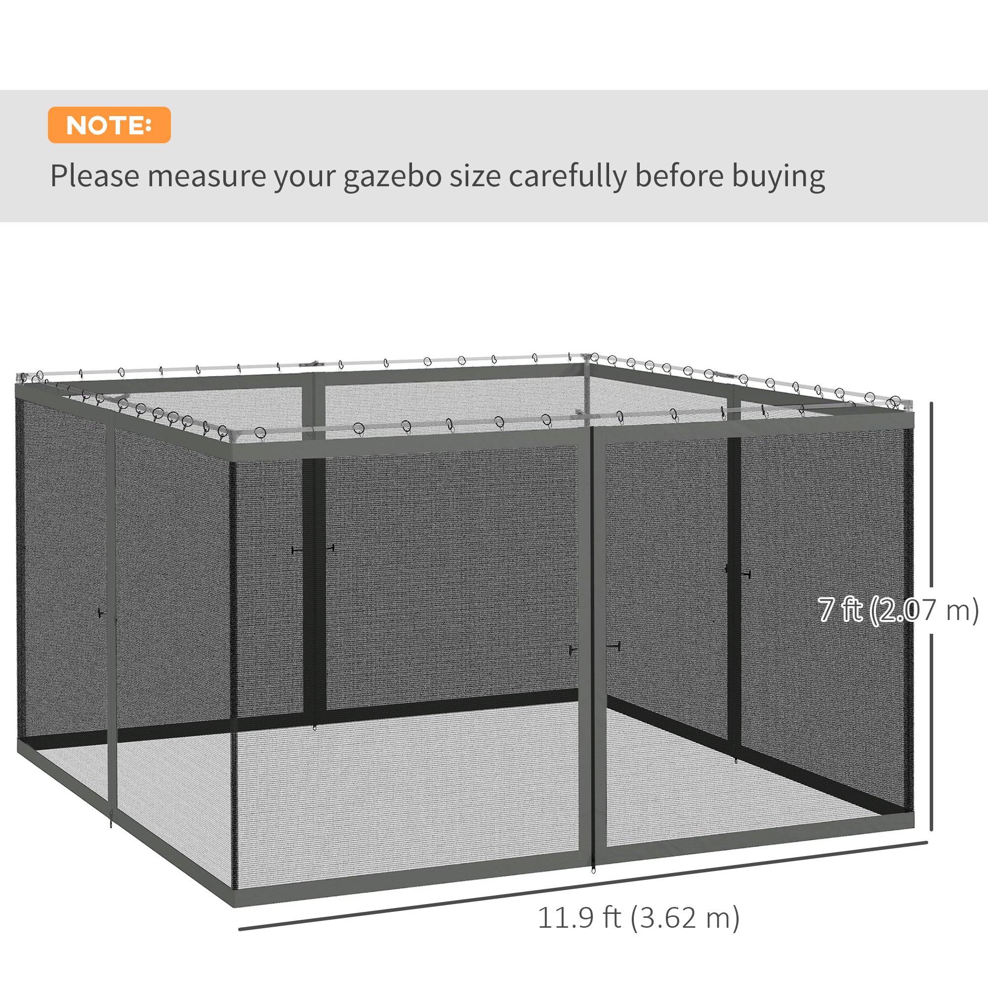 Replacement Mosquito Netting for Gazebo 12' x 12' Black Screen Walls for Canopy with Zippers Gazebos at Gallery Canada