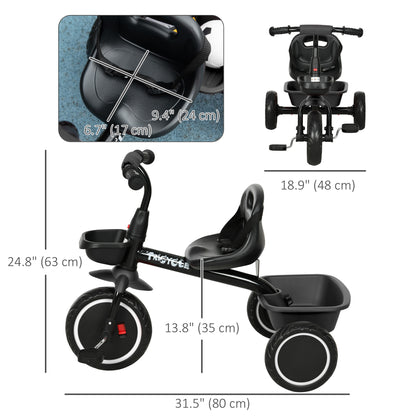 Tricycle for 2-5 Years Old, Toddler Bike with Adjustable Seat, Black Tricycles for Kids   at Gallery Canada