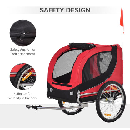 Dog Bike, Trailer Pet Cart, Bicycle Wagon, Travel Cargo, Carrier Attachment with Hitch, Foldable for Travelling, Red Dog Bike Trailers & Strollers   at Gallery Canada