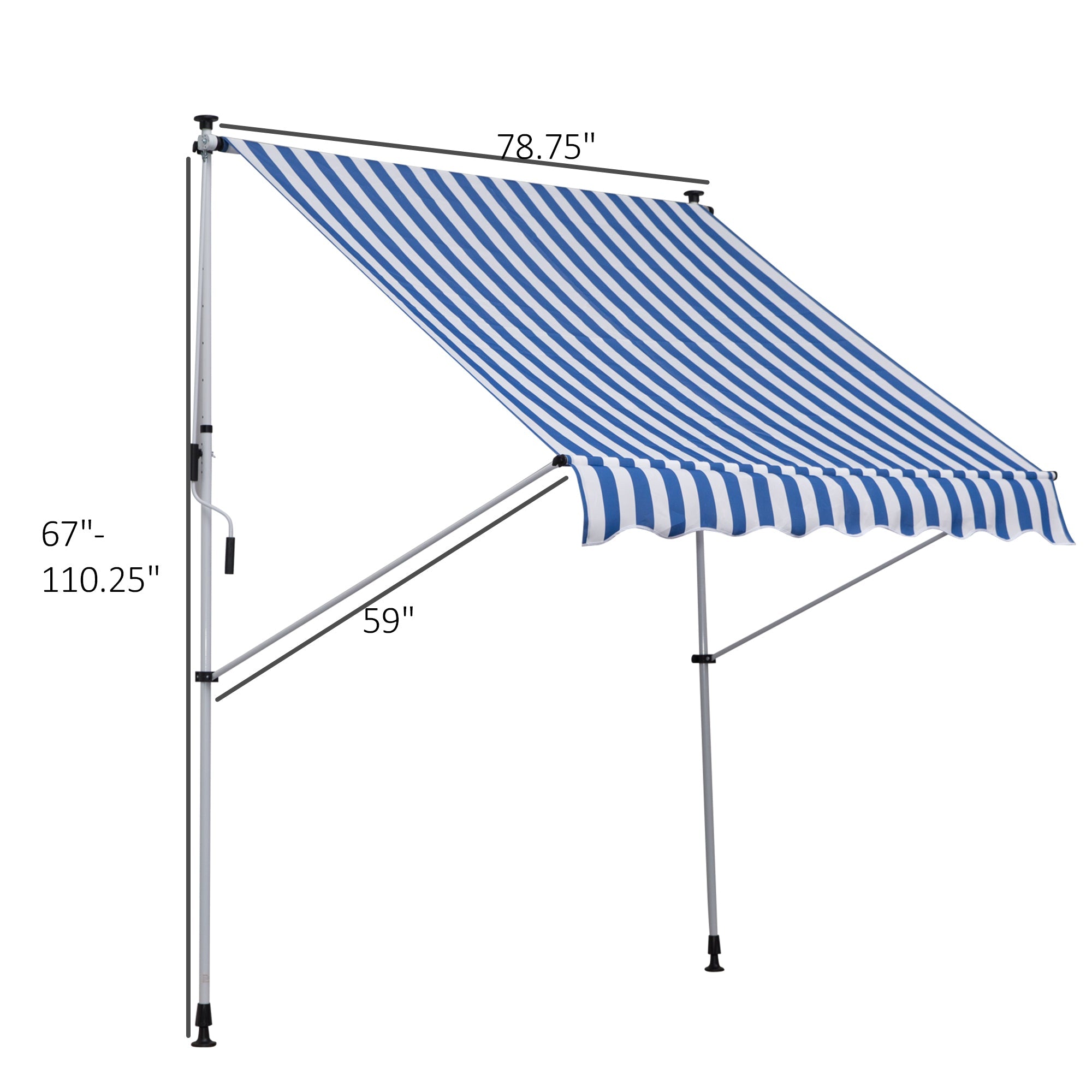 6.6'x5' Manual Retractable Patio Awning Window Door Sun Shade Deck Canopy Shelter Water Resistant UV Protector Blue Door Awnings   at Gallery Canada