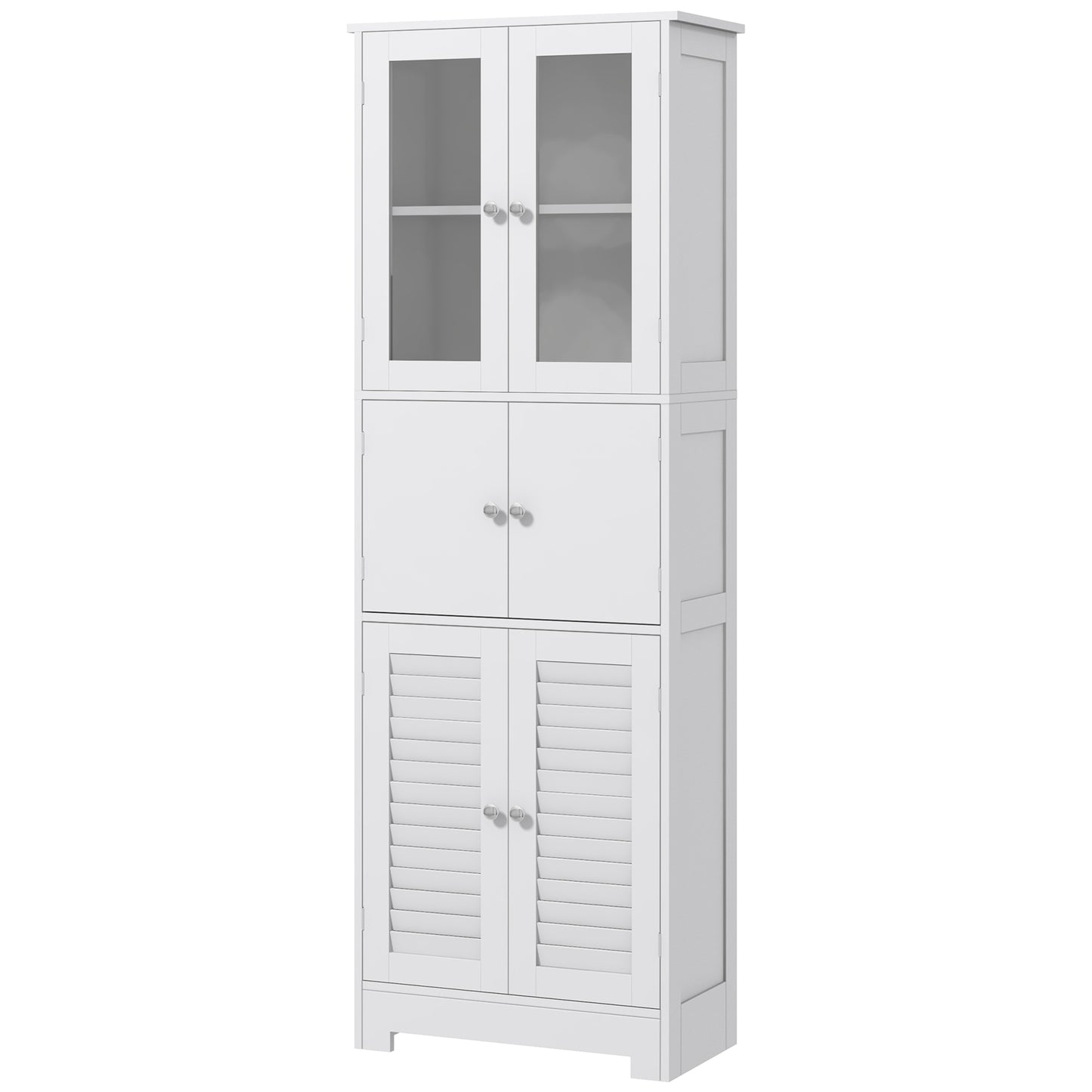 Freestanding Bathroom Cabinet with Glass/Louvred Doors, Tall Bathroom Cupboard for Kitchen, Study, Living Room Bathroom Cabinets   at Gallery Canada