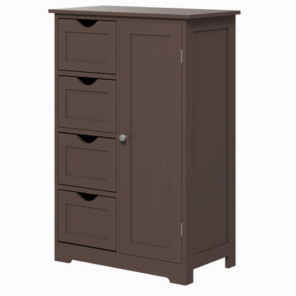 Bathroom Storage Cabinet, Floor Cabinet with Adjustable Shelf and 4 Drawers, Side Cabinet for Washroom, Brown Bathroom Cabinets Brown  at Gallery Canada