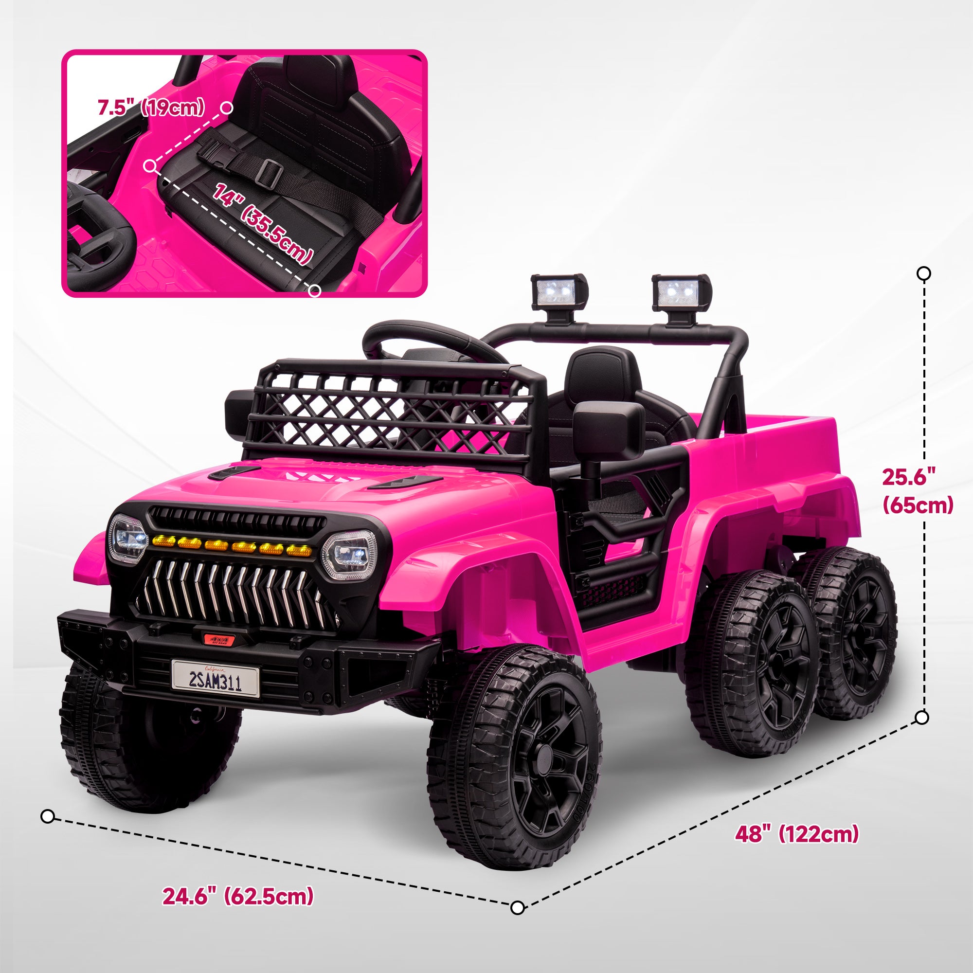 12V 4WD/2WD Kids Electric Car w/ Remote Control, Spring Suspension, Back Trailer, Light, Music, Soft Start, Pink Electric Toy Cars   at Gallery Canada