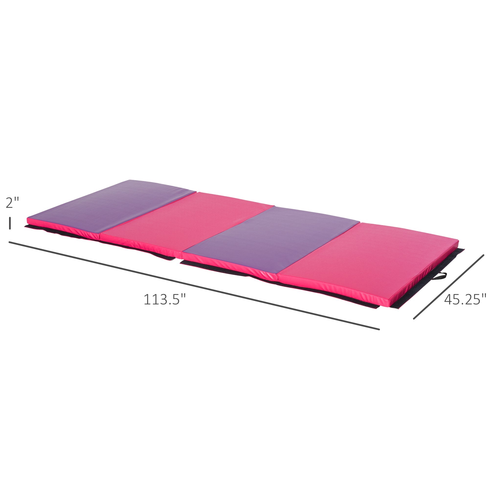 4'x10'x2'' Folding Gymnastics Tumbling Mat, Exercise Mat with Carrying Handles for Yoga, MMA, Martial Arts, Stretching, Core Workouts, Pink and Purple Gymnastics Mats   at Gallery Canada