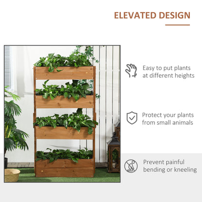 4-Tier Raised Garden Bed, Vertical Elevated Planter Rack with Non-woven Fabric, Wooden Raised Planter Boxes for Indoor and Outdoor Wooden Planter Boxes   at Gallery Canada