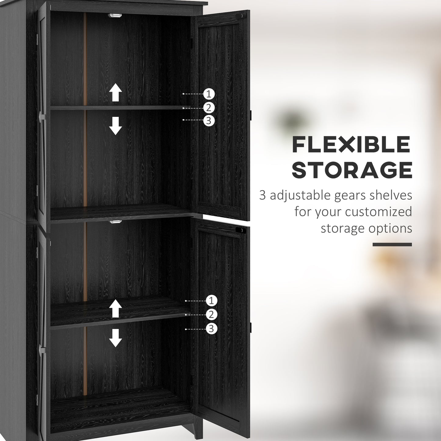 72" Freestanding Storage Cabinet, Kitchen Pantry Cabinet with Doors and Shelves Kitchen Storage Cabinets for Dining Room Kitchen Pantry Cabinets   at Gallery Canada