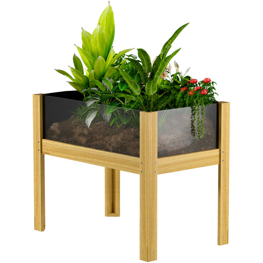 Wooden Raised Garden Bed with Acrylic Panels, Raised Planter Box with Drainage Holes, 29.5" x 18.1" x 23.8" Raised Garden Beds at Gallery Canada