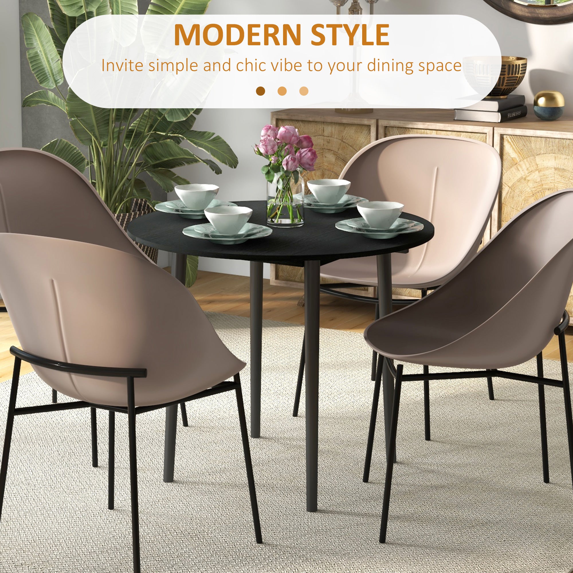 Folding Dining Table, Round Drop Leaf Kitchen Table for Small Spaces with Wood Legs, Distressed Black Bar Tables & Dining Tables at Gallery Canada