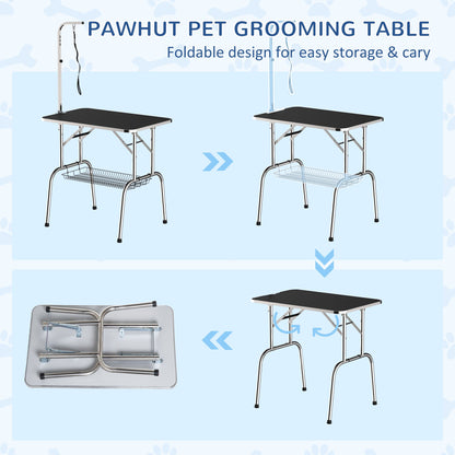 36-inch Dog Grooming Table Stainless Steel QUALITY GUARANTEED with Adjustable Arm and Basket Dog Grooming Tables   at Gallery Canada