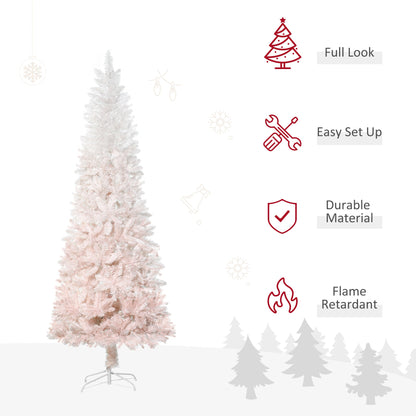 6ft Pencil Artificial Christmas Tree with Pine Realistic Branches, Auto Open, Pink and White Pencil Christmas Trees   at Gallery Canada