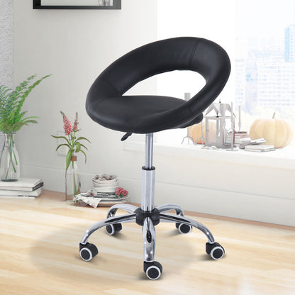 Modern Hydraulic Moon Salon Stool Rolling Swivel Chair Massage Spa Tattoo Pub Bar Stool, Black and Chrome Salon Stools   at Gallery Canada