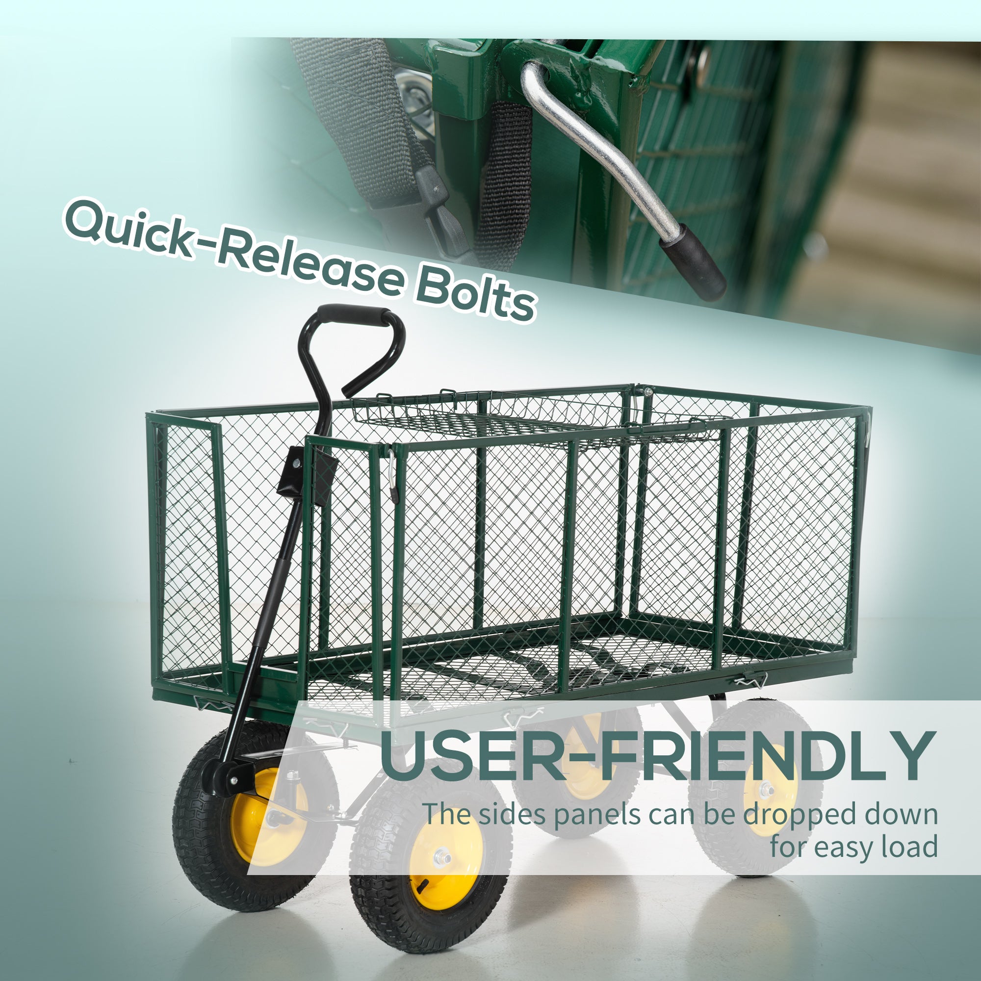 342L Utility Wagon Cart with Removable Mesh Sides to Convert into Flatbed for Beach Lawn Yard Folding Garden Carts at Gallery Canada