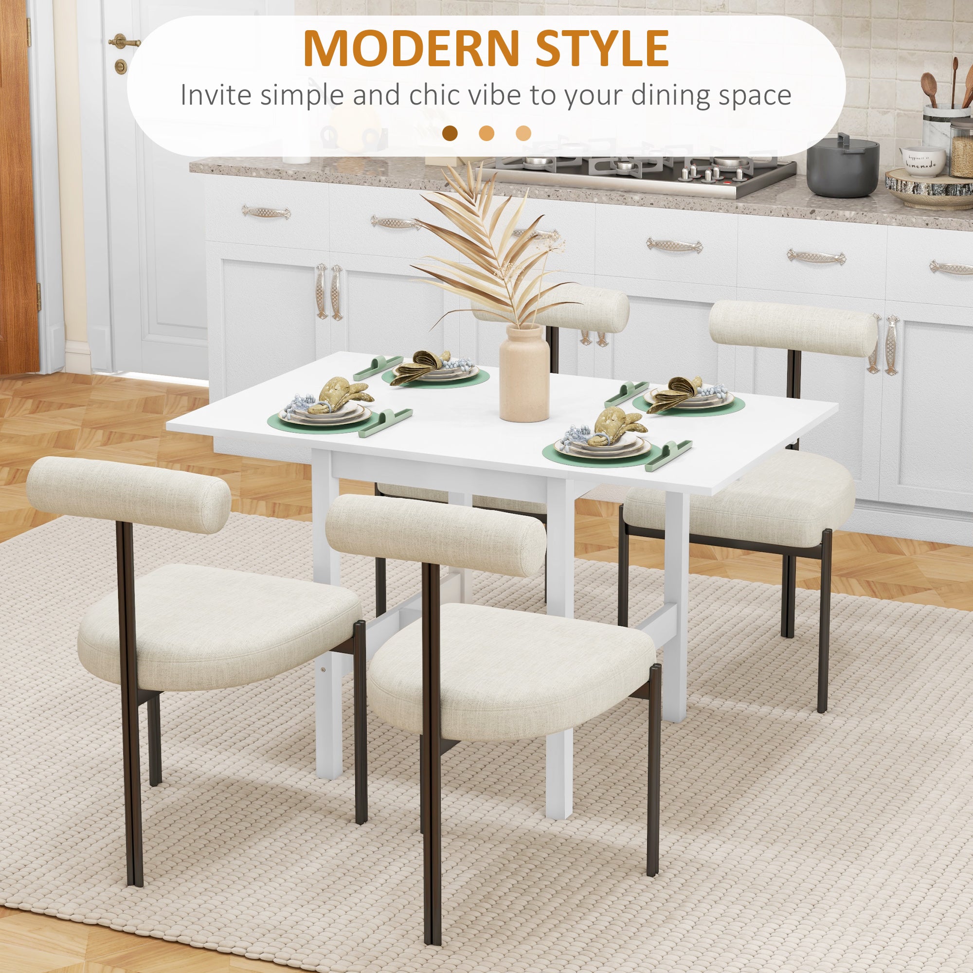 Solid Wood Kitchen Table, Farmhouse Drop Leaf Tables for Small Spaces, Folding Dining Table, White Bar Tables & Dining Tables   at Gallery Canada