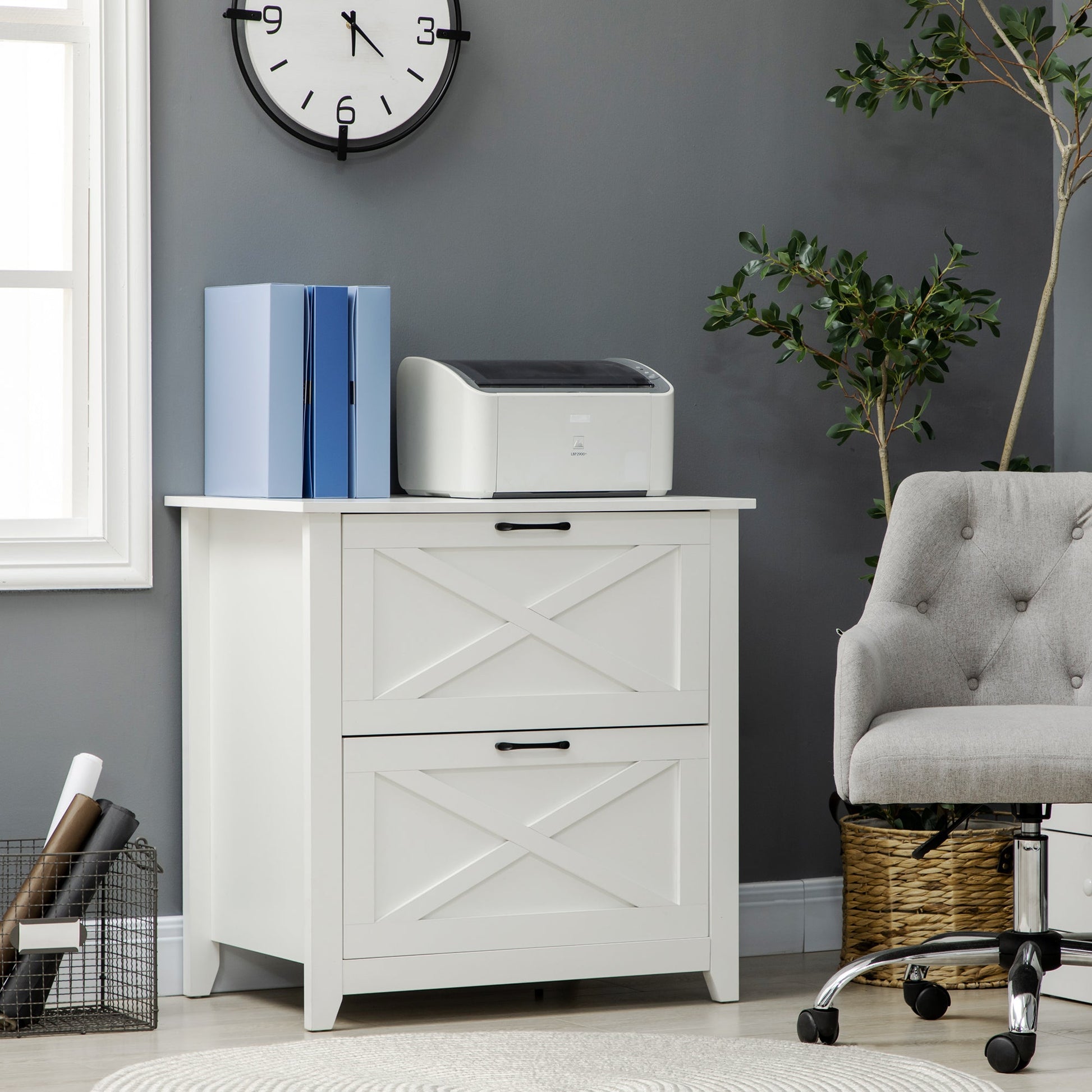 Vertical File Cabinet with Hanging Bars for A4 Size for Home Office, 29.9"x 19.7"x 30.3", White Office Cabinets & Cupboards   at Gallery Canada