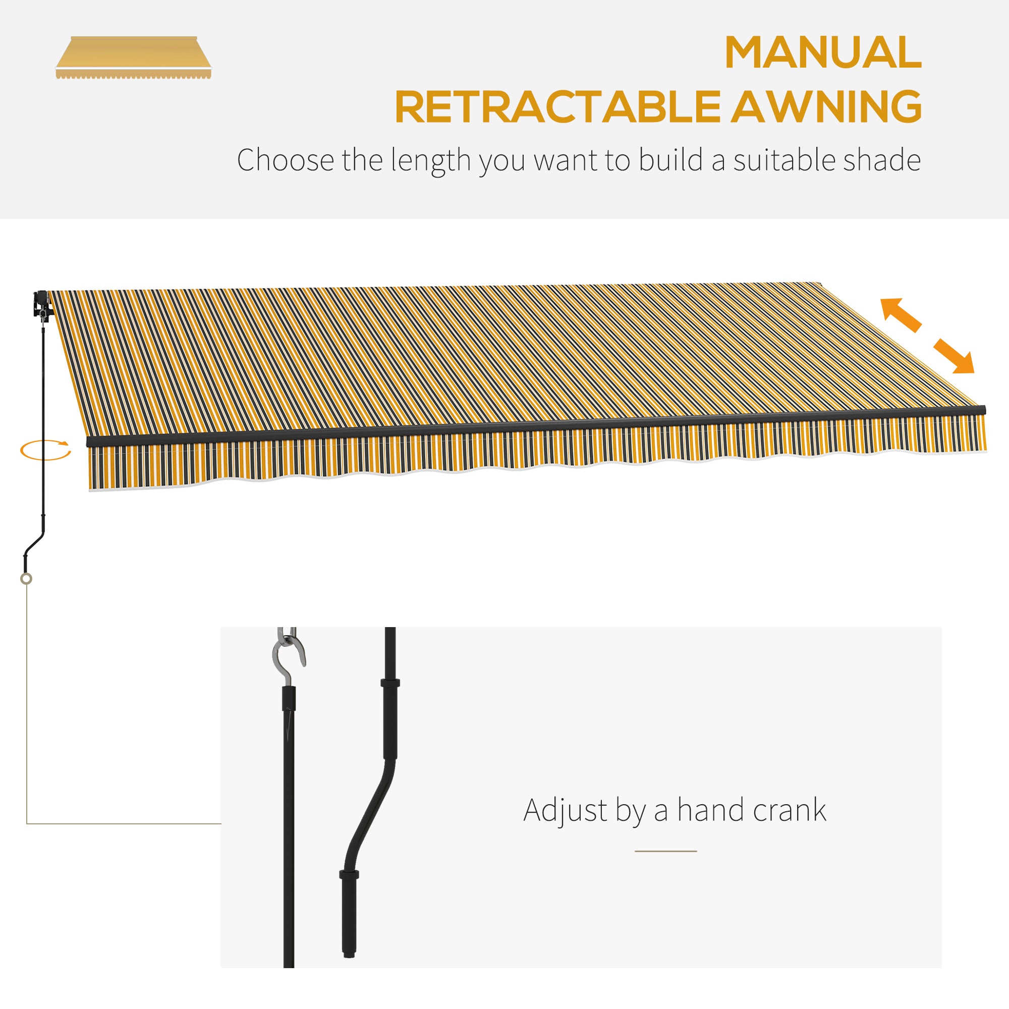 15' x 10' Retractable Awning, 280gsm UV Resistant Sunshade Shelter, for Deck, Balcony, Yard, Amber and Dark Grey Window Awnings at Gallery Canada