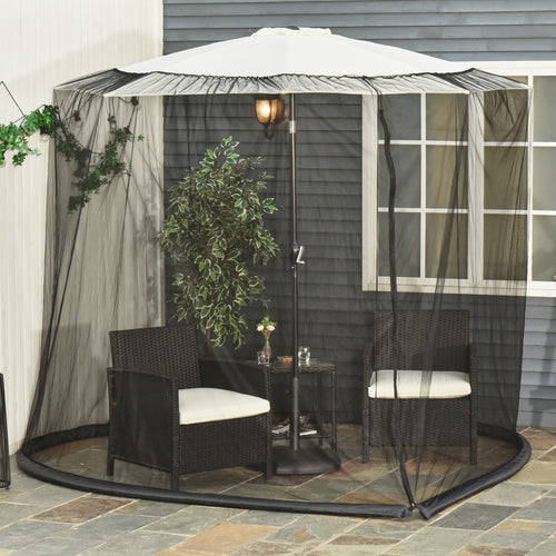 Outdoor Patio 7.5ft Umbrella Table Screen Mosquito Bug Net, Garden Large Umbrella Cover Netting with Zippered Door, Black (Mosquito Netting ONLY)