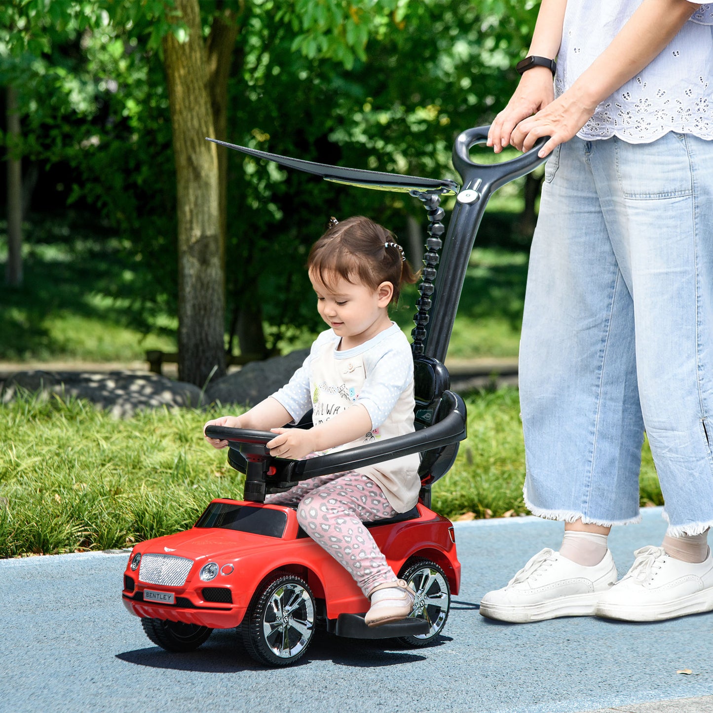 Bentley Bentayga Licensed Push Car, 3 in 1 Kids Ride on Car Foot to Floor w/ Music Horn, Red Push Cars for Toddlers Multi Colour  at Gallery Canada