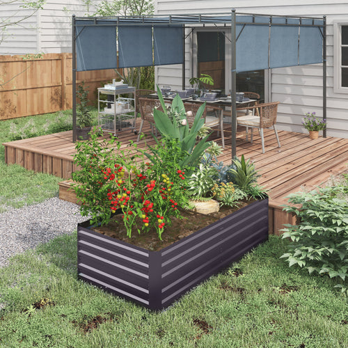 Galvanized Raised Garden Bed, Steel Outdoor Planters with Reinforced Rods, 71