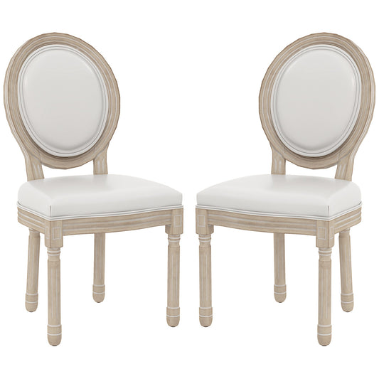 Dining Chairs Set of 2, French Vintage Style Kitchen Chairs with PU Leather Upholstery and Wooden Legs for Dining Room - Gallery Canada