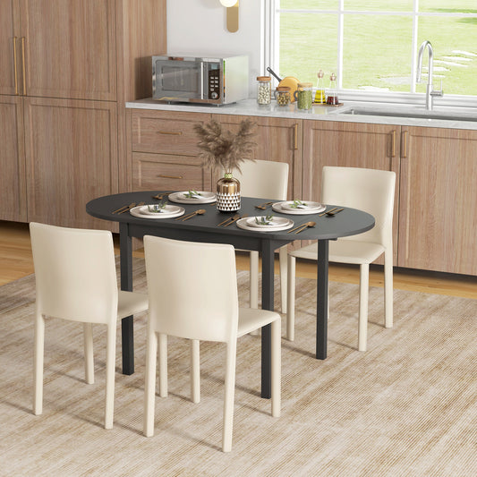 Solid Wood Kitchen Table, Drop Leaf Tables for Small Spaces, Folding Dining Table, Black - Gallery Canada