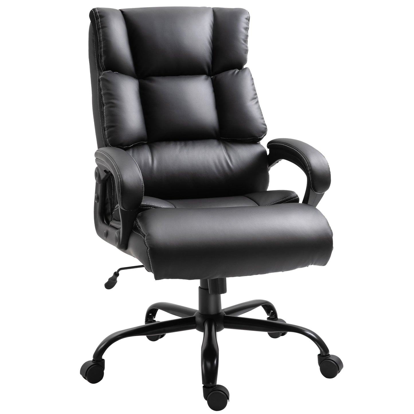 Ergonomic Heavy-Duty Office Chair with Adjustable Height, PU Leather, Rocker, 360° Swivel, 400lbs Capacity, Black Executive & Manager Chairs Black  at Gallery Canada