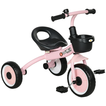 Tricycle for Toddler 2-5 Year Old Girls and Boys, Toddler Bike with Adjustable Seat, Basket, Bell, Pink Tricycles for Kids Pink  at Gallery Canada