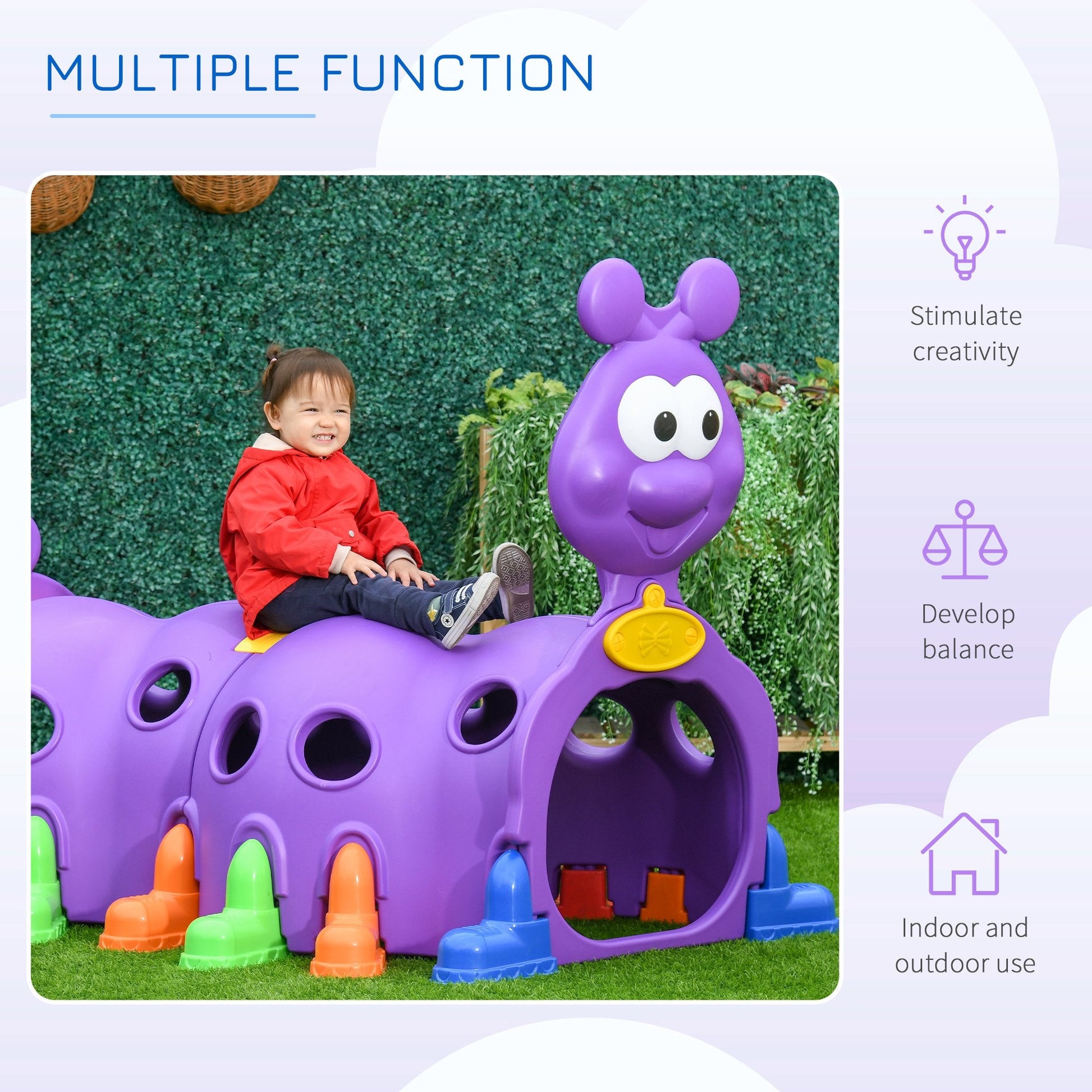 Caterpillar Tunnels for Kids to Crawl Through Climbing Toy Indoor &; Outdoor Play Structure for 3-6 Years Old, Purple Children's Play Tunnels   at Gallery Canada