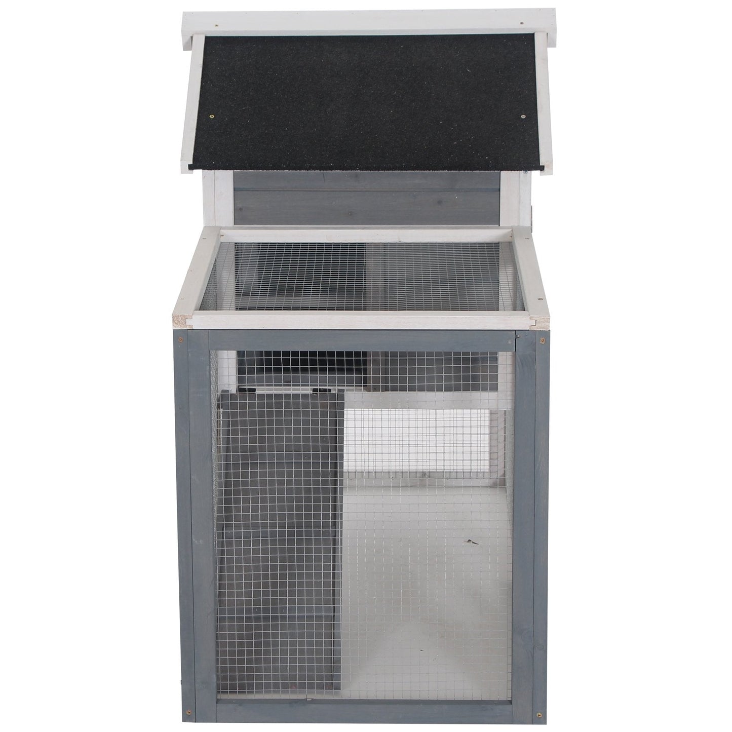 48" Weatherproof Wooden Rabbit Hutch With Slant Roof And Screened Outdoor Run, Grey Rabbit Hutch   at Gallery Canada