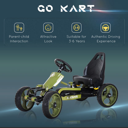 Pedal Go Kart with Adjustable Seat, EVA Tyres, Safety Handbrake, for Ages 3-6 Years Old, Green Pedal Go Karts for Kids   at Gallery Canada