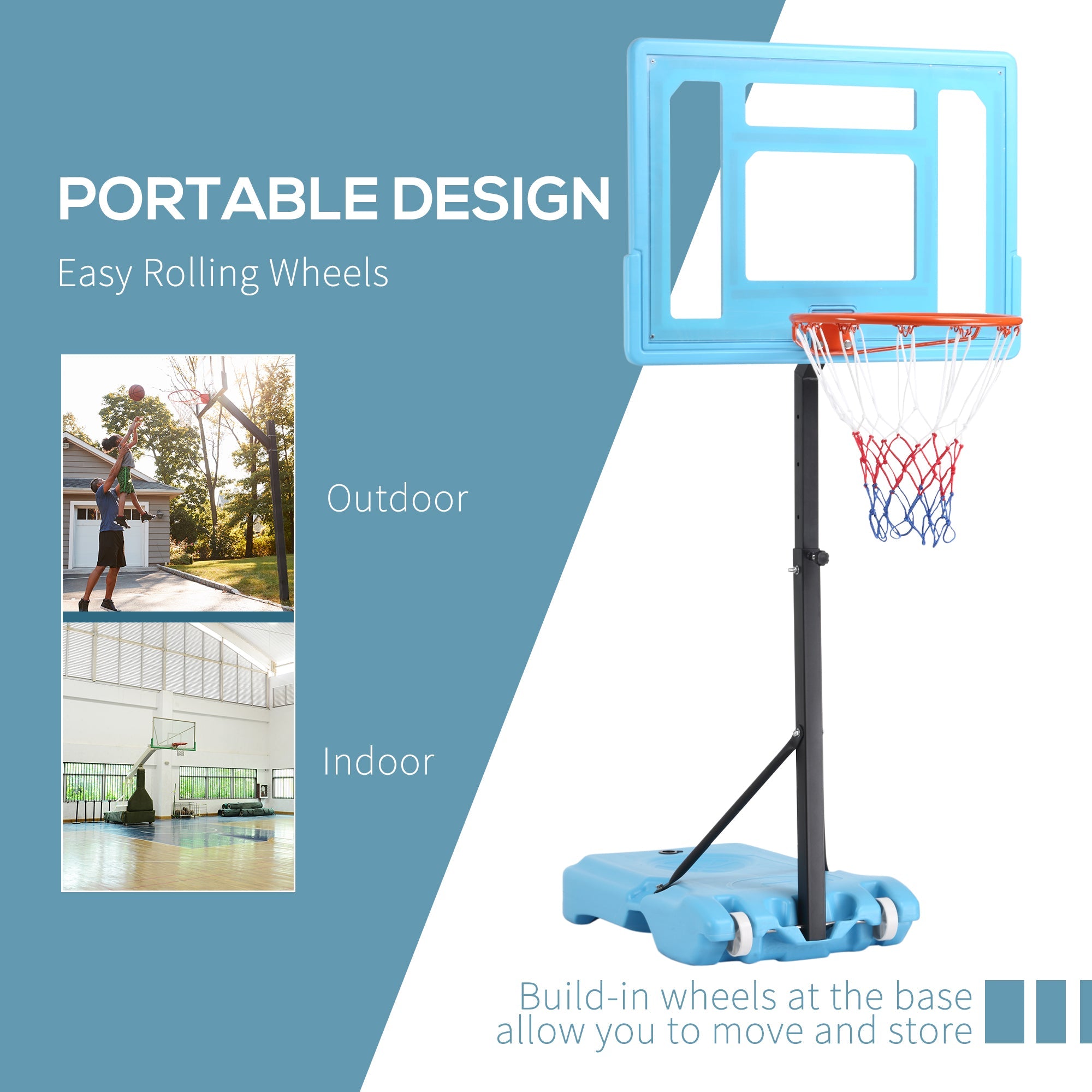 Adjustable Poolside Basketball Hoop Stand with Fillable Base, 36.5